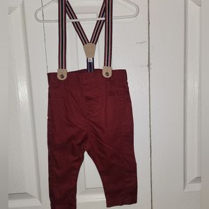 Boys 12 month suspender pants burgundy Easter suit